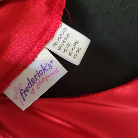 Frederick's Of Hollywood Womens Red Slip Satin Dress L - Picture 4 of 8